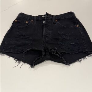 Levi's Black Ripped Jean Shorts